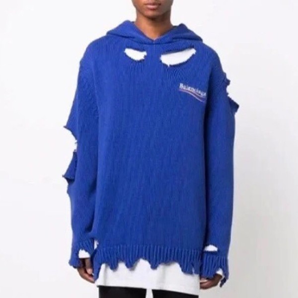 ✨발렌시아가 남/녀 블루 후드티 - Balenciaga Unisex Blue Hoodie - ba857x