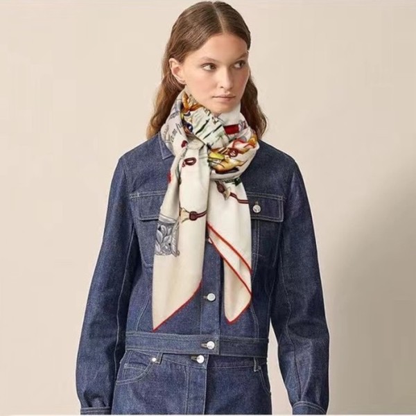 ✨에르메스 여성 아이보리 스카프 - Hermes Womens Ivory Scarf - he528x