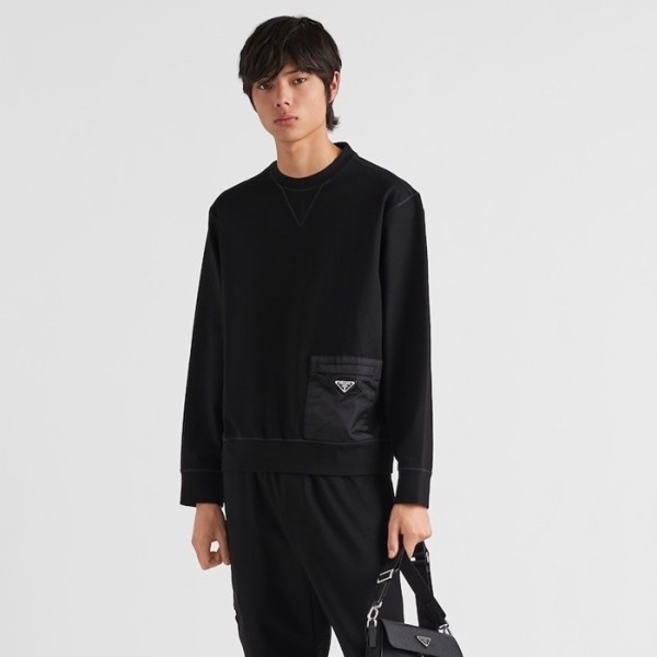 ✨프라다 남성 크루넥 블랙 맨투맨 - Prada Mens Black Tshirts - pr866x