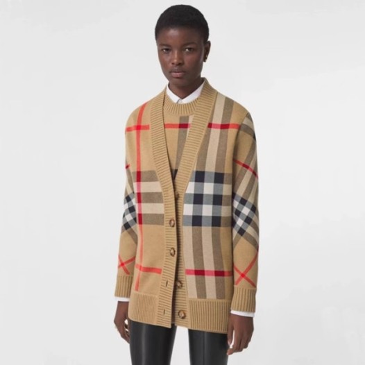 ❤버버리 여성 브이넥 베이지 가디건 - Burberry Womens Beige Cardigan - bu361x