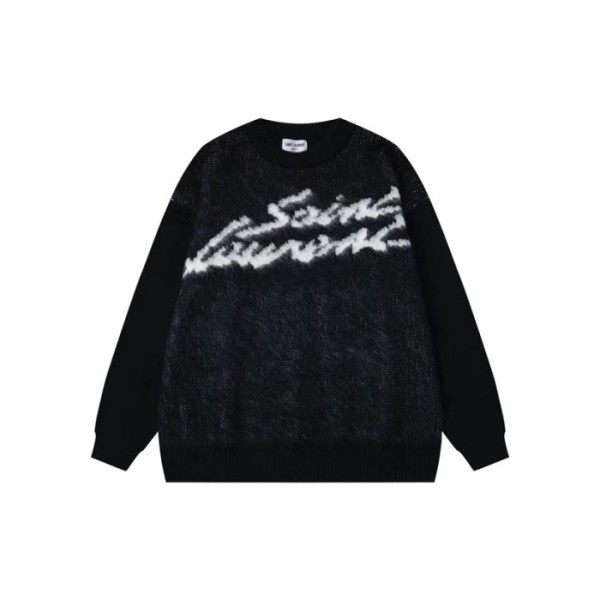 ✨입생로랑 남성 블랙 크루넥 스웨터 - Saint laurent Mens Black Sweaters - ysl437x