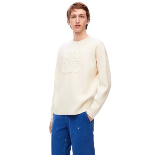 ❤로에베 남성 화이트 크루넥 스웨터 - Loewe Mens White Sweaters - fa18x