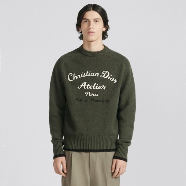 ✨디올 남성 카키 크루넥 니트 - Dior Mens Khaki Knitwear - fa45x