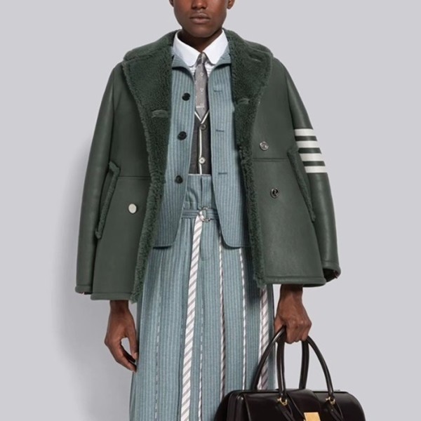 ✨톰브라운 남성 가죽 자켓 - Thom Browne Mens Green Jackets - fa47x