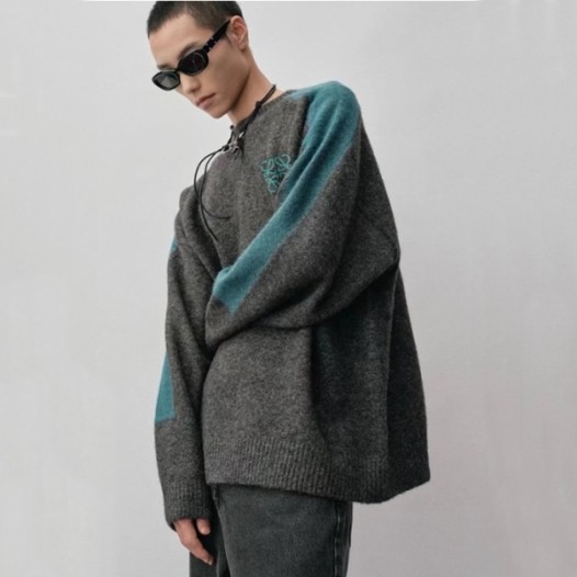 ❤로에베 남성 그레이 크루넥 스웨터 - Loewe Mens Gray Sweaters - loe818x