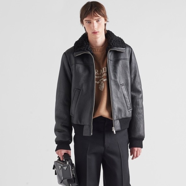 ✨프라다 남성 블랙 가죽 자켓 - Prada Mens Black Jackets - cl131x