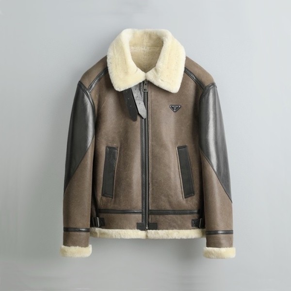 ✨프라다 남성 브라운 가죽 자켓 - Prada Mens Brown Jackets - prc46x