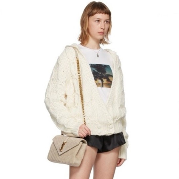 ✨입생로랑 여성 베이지 퀄티드 백 - Saint Laurent Womens Beige College - ysb134x