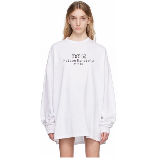 ✨메종 마르지엘라 여성 화이트 긴팔티 - Maison Margiela Womens White Tshirts - mac86x