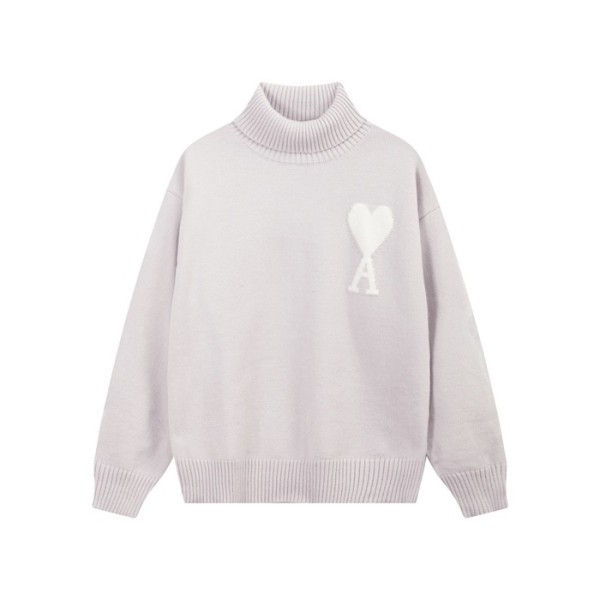 ✨아미 남/녀 그레이 터틀넥 니트 - Ami Unisex Gray Knits - amc108x