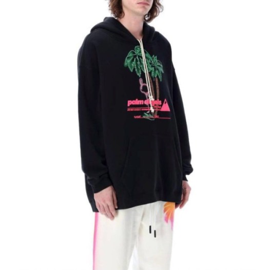 ❤팜 엔젤스 남성 블랙 후드티 - Palm Angels Mens Black Hoodie - pac129x