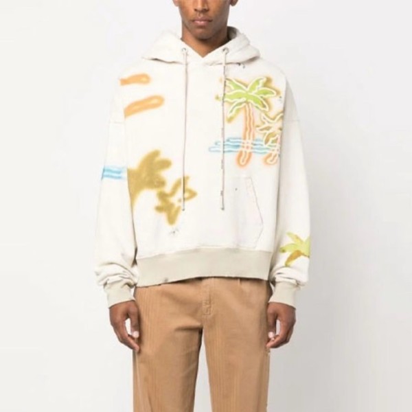 ✨팜 엔젤스 남성 아이보리 후드티 - Palm Angels Mens Ivory Hoodie - pac131x