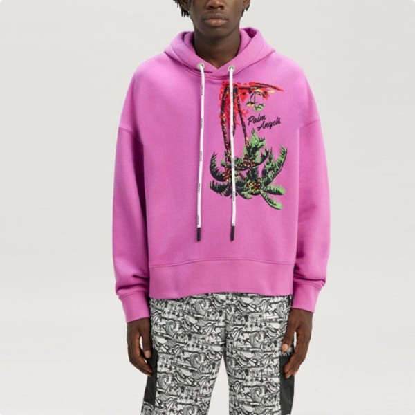 ✨팜 엔젤스 남성 핑크 후드티 - Palm Angels Mens Pink Hoodie - pac133x