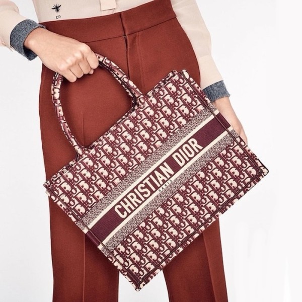 ✨디올 여성 버건디 북토트 - Dior Womens Burgundy Book Tote - dib517x
