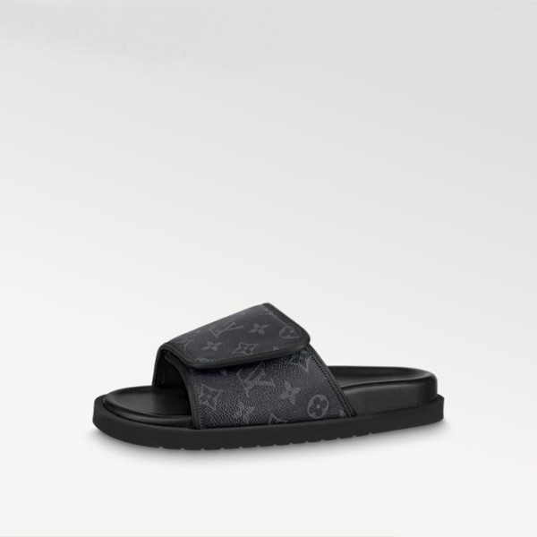 ✨루이비통 남성 마이아미 슬리퍼 - Louis vuitton Mens Black Slippers - lvs90x
