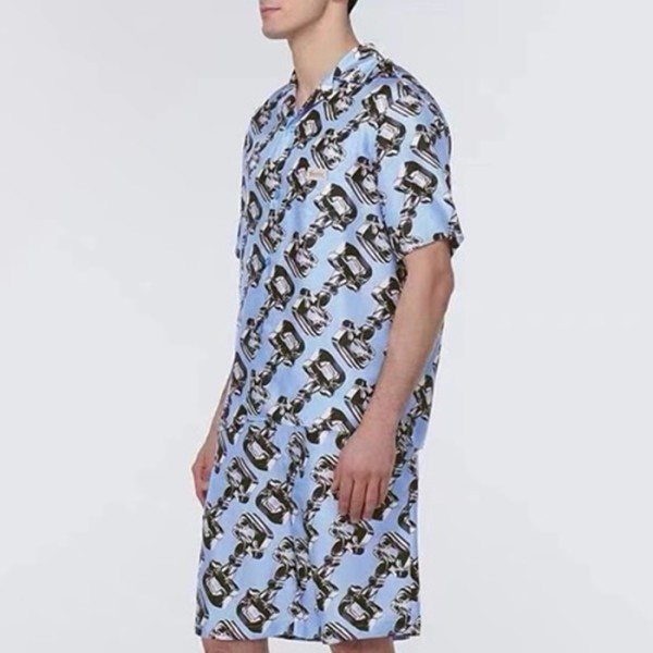 ✨구찌 남성 블루 반팔 셔츠 - Gucci Mens Blue Shirts - guc313x