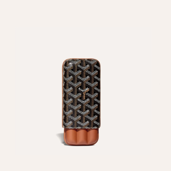 ✨고야드 남성 블랙 탄 처칠 3 시가 케이스 - Goyard Mens Churchill 3 Cigar Case - gow164x