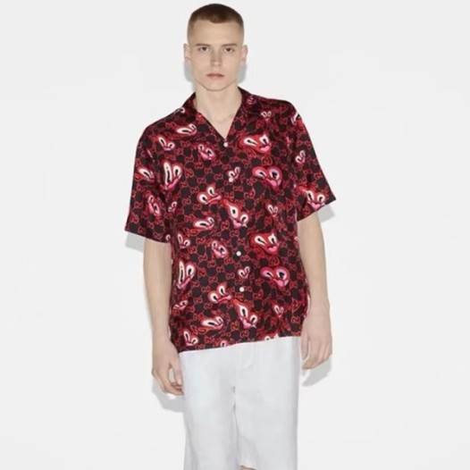 ❤구찌 남성 레드 반팔 셔츠 - Gucci Mens Red Shirts - guc365x