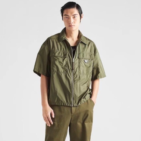 ✨프라다 남성 카키 반팔 셔츠 - Prada Mens Khaki Shirts - prc395x