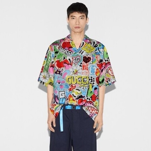 ✨구찌 남성 레드 반팔 셔츠 - Gucci Mens Red Shirts - guc401x