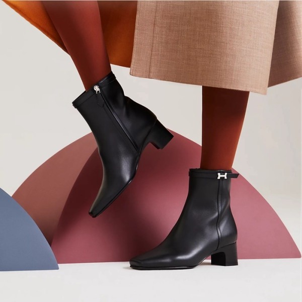 ✨에르메스 여성 블랙 미들 부츠 - Hermes Womens Hommage Boots - hes626x