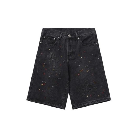 ❤크롬하츠 남성 블랙 반바지 - Chrom Hearts Black Half-pants - chc791x
