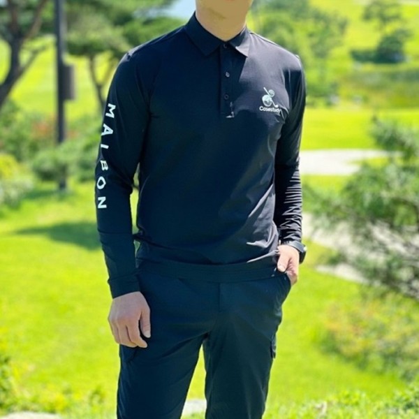 ✨[MALBON] 말본×케이스스터디 남성 하이브리드 티셔츠 - gol127x