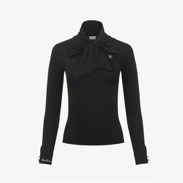 ✨[FairLiar] 페어라이어 여성 리본 포인트 롱슬리브 티셔츠 - gol163x