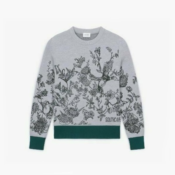 ✨[SOUTHCAPE] 사우스케이프 여성 플로럴 자카드 라운드넥 니트 - gol440x