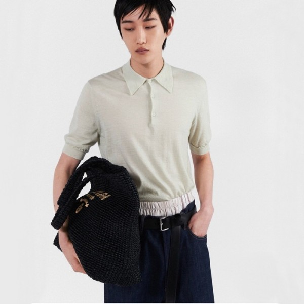 ✨프라다 여성 라피아 크로셰 토트백 1BG392 - Prada Womens Black Tote Bag - prb2029x