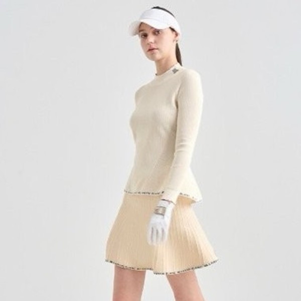 ✨[LANVIN BLANC] 랑방블랑 여성 리즈드 페플럼 니트 탑 - gol922x