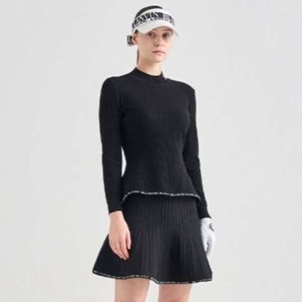 ✨[LANVIN BLANC] 랑방블랑 여성 리즈드 페플럼 니트 탑 - gol923x