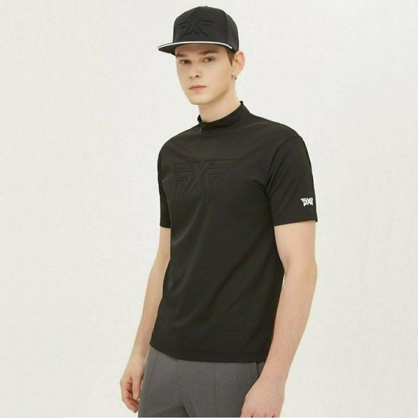 ✨PXG 남성 썸머 빅 로고 모크넥 쇼츠 슬리브 티셔츠 - gol963x