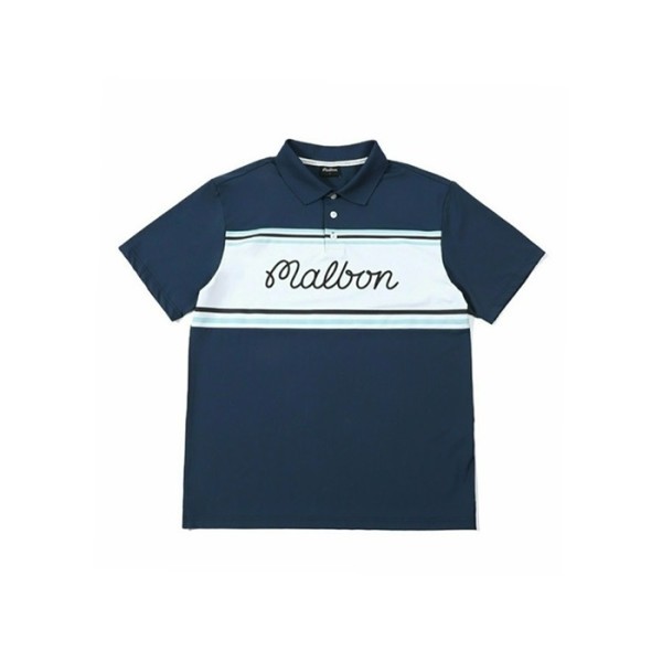✨[MALBON] 말본 남성 Blocked 폴로 티셔츠 - gol966x