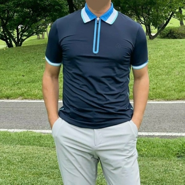 ✨[G/FORE] 지포어 남성 Knitted Collar Pique 폴로 티셔츠 - gol969x