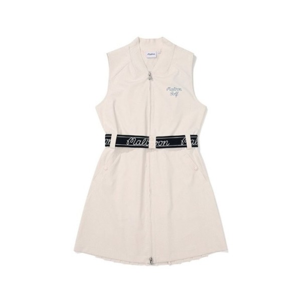 ✨[MALBON] 말본 여성 벨티드 우븐 플리츠 원피스 - gol1050x