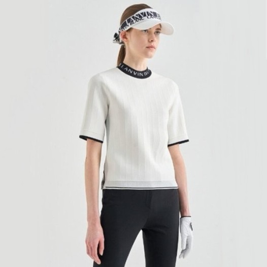 ❤[LANVIN BLANC] 랑방블랑 여성 로고 인타르시아 니트 탑 - gol1054x