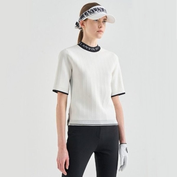 ✨[LANVIN BLANC] 랑방블랑 여성 로고 인타르시아 니트 탑 - gol1054x