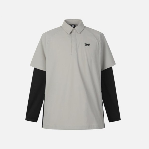 ✨PXG 남성 썸머 쿨 슬리브 레이어드 카라 긴팔 티셔츠 - gol1085x