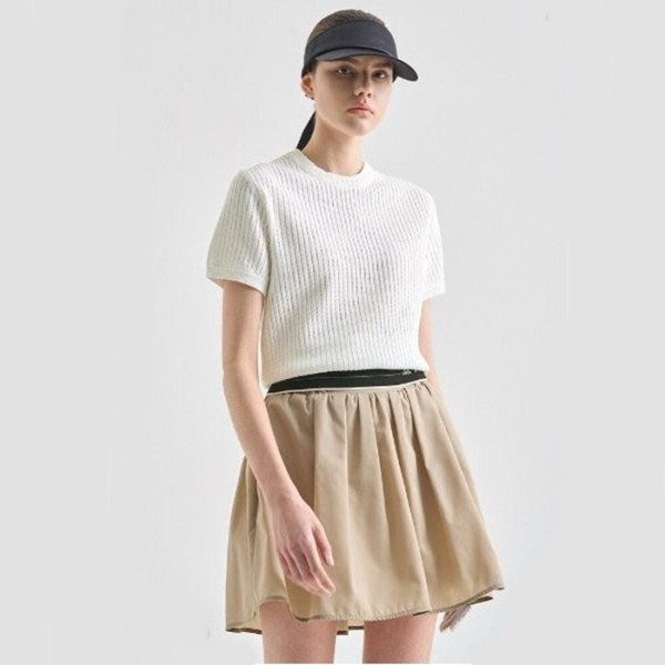 ✨[LANVIN BLANC] 랑방블랑 여성 컬러 블록 하프 슬리브 니트 탑 - gol1096x