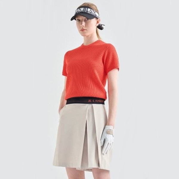 ✨[LANVIN BLANC] 랑방블랑 여성 컬러 블록 하프 슬리브 니트 탑 - gol1097x