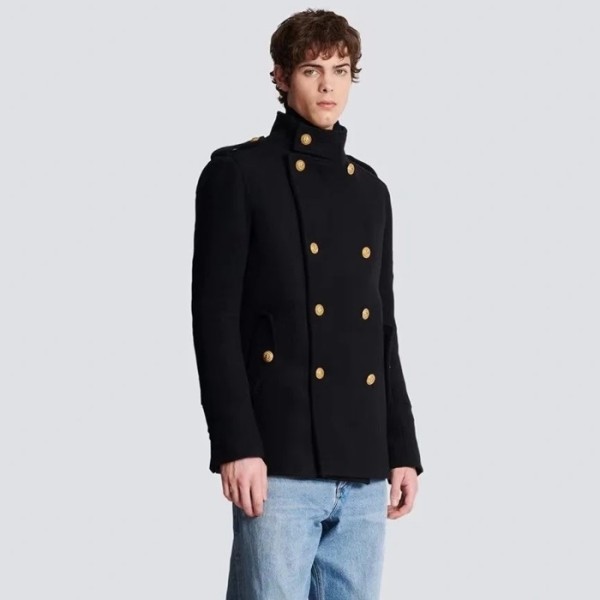 ✨발망 남성 블랙 코트 - Balmain Mens Black Coats - bac1040x