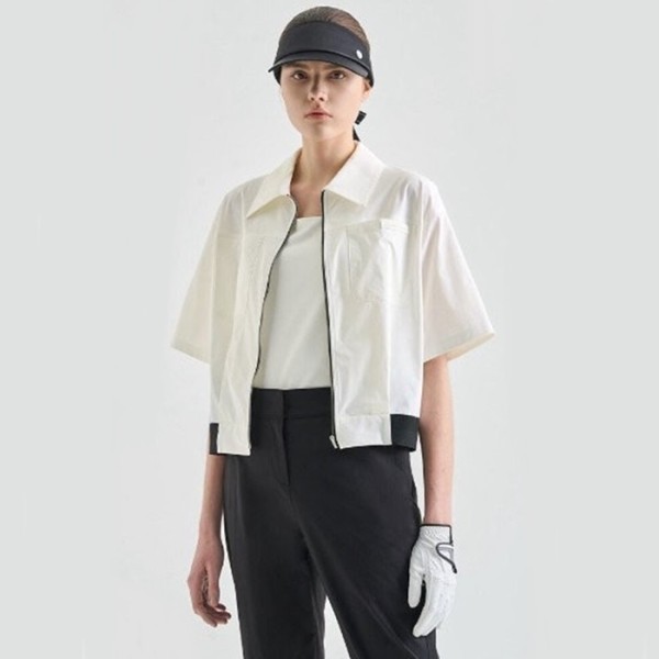 ✨[LANVIN BLANC] 랑방블랑 여성 발수 핀턱 하프 슬리브 자켓 - gol1123x