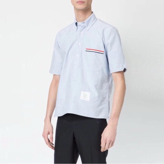 ❤톰브라운 남성 반팔 블루 셔츠 - Thom Browne Mens Blue Dress Shirts - thc1243x