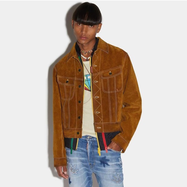 ✨디스퀘어드 남성 폴로 가죽 자켓 - Dsquared2 Mens Camel Jackets - dsc1500x