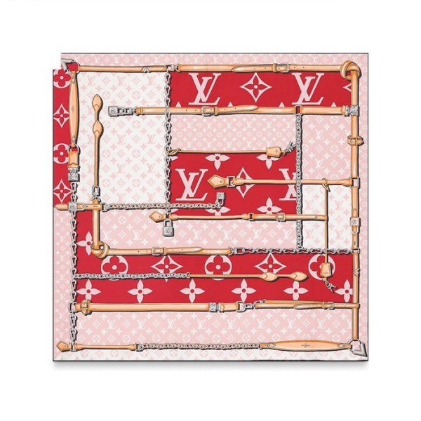 ✨루이비통 여성 체인 스퀘어 90 - Louis vuitton Womens Red Scarf - acc2285x