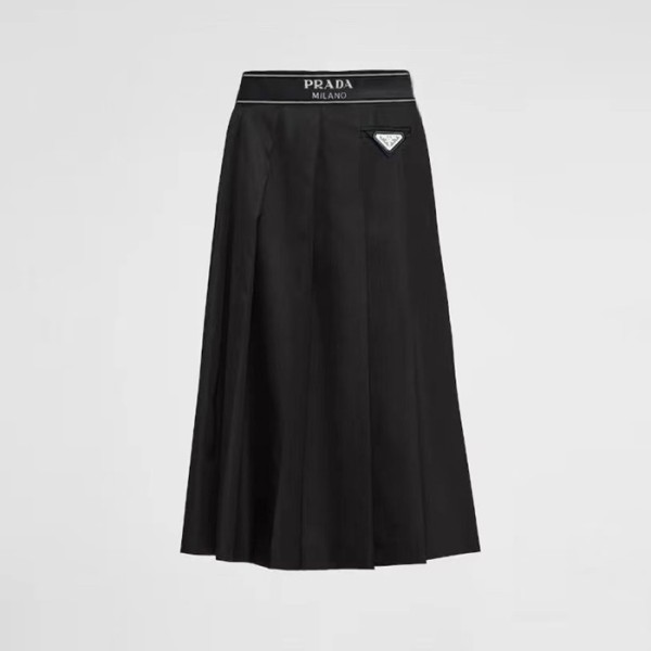 ✨프라다 여성 블랙 플리티트 리나일론 스커트 - Prada Womens Black Long Skirts - prc1941x