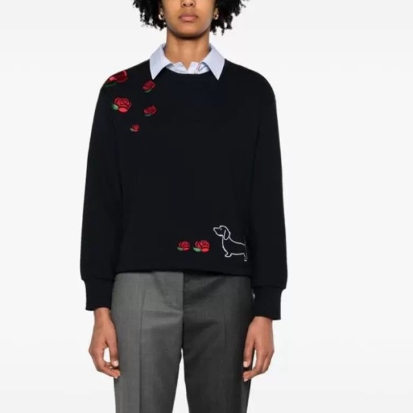 ✨톰브라운 남/녀 블랙 맨투맨 - Thom Browne Unisex Black Tshirts - thc1942x