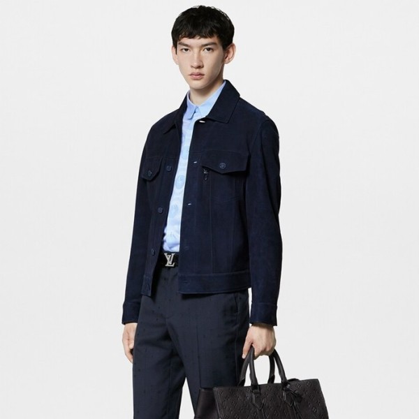 ✨루이비통 남성 가죽 자켓 - Louis vuitton Mens Blue Jackets - lvc1968x