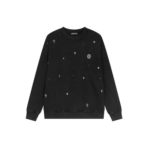 ✨크롬하츠 남성 블랙 맨투맨 - Chrome Hearts Mens Black Tshirts - chc2076x